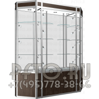 Стеклянная витрина для торговли из алюминиевого профиля с тумбой и крутящимися полками