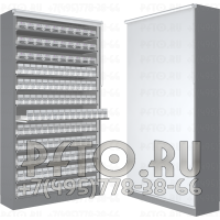 Сигаретный стеллаж с двенадцатью пушерными полкам